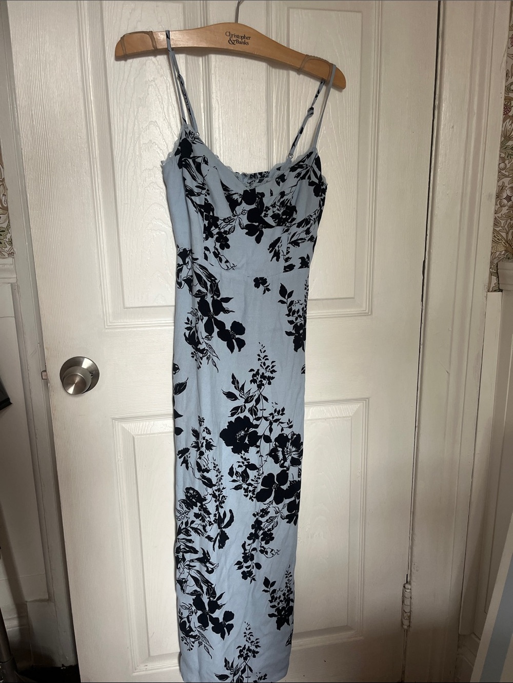 Reformation black/blue slip dress